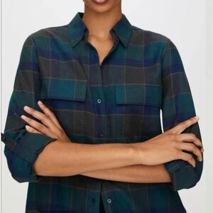 Aritzia Babaton Flannel Plaid Button Down Size S